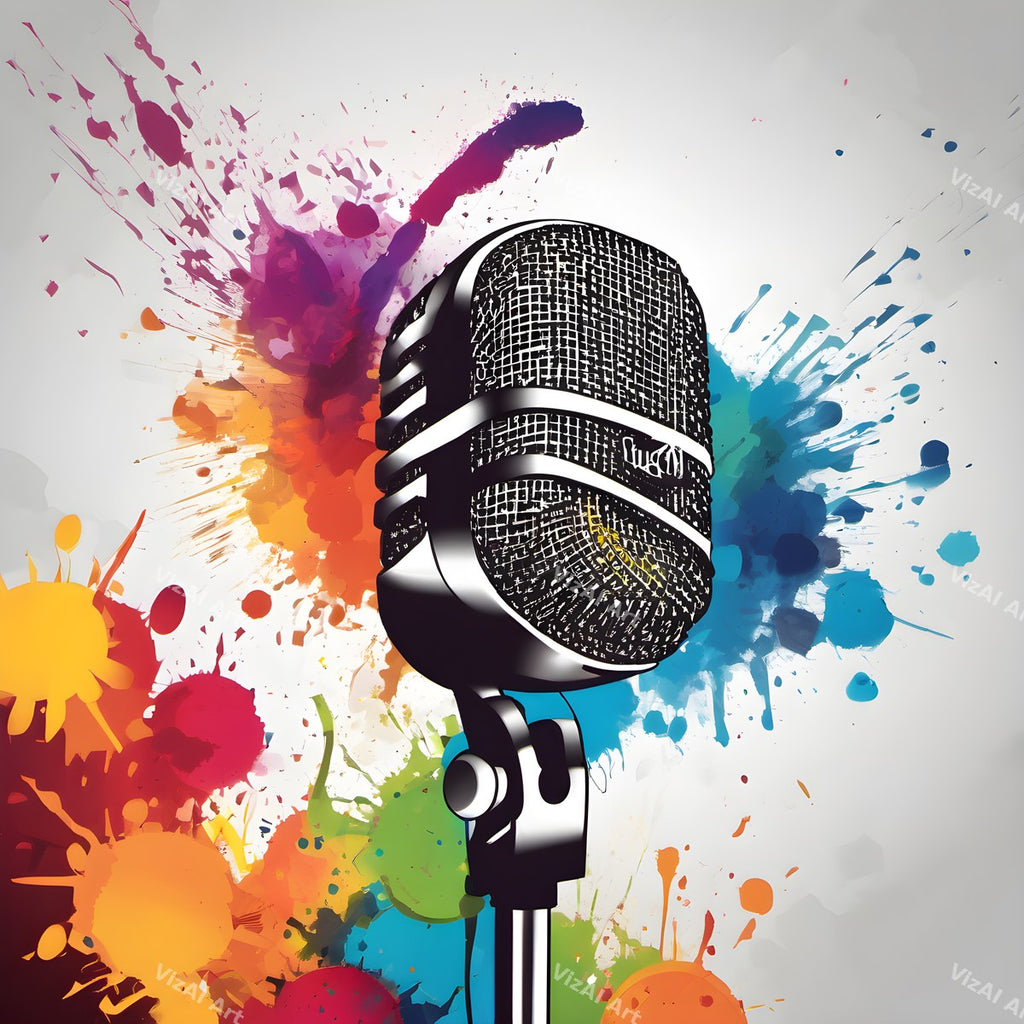 Graphic Flourish Vintage Microphone Art — print 6