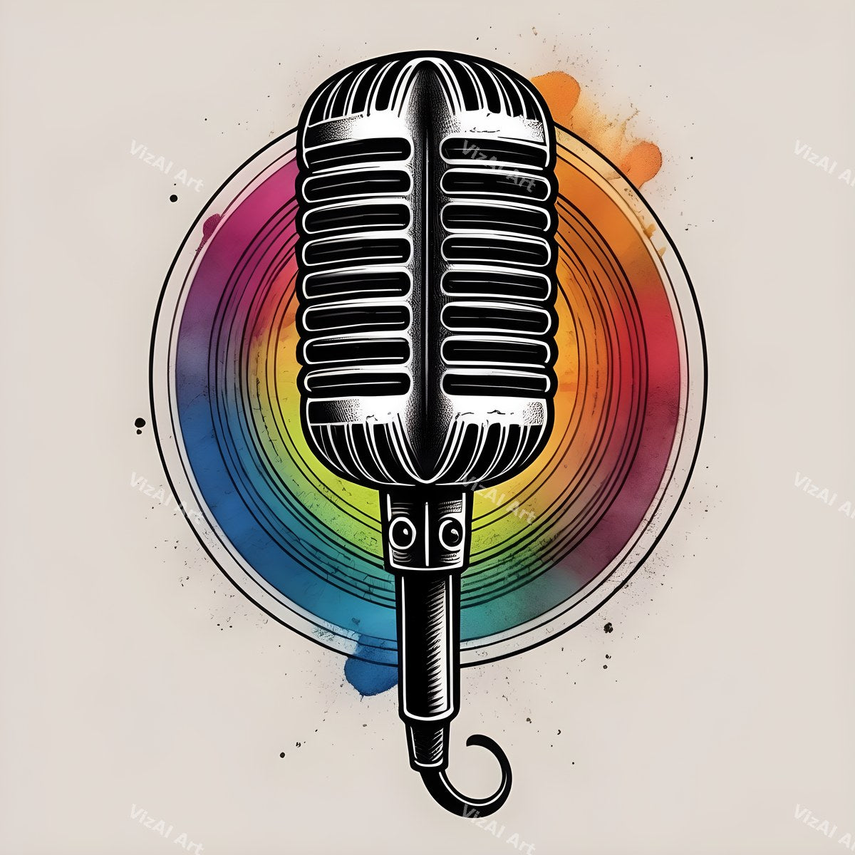 Graphic Flourish Vintage Microphone Art — print 7