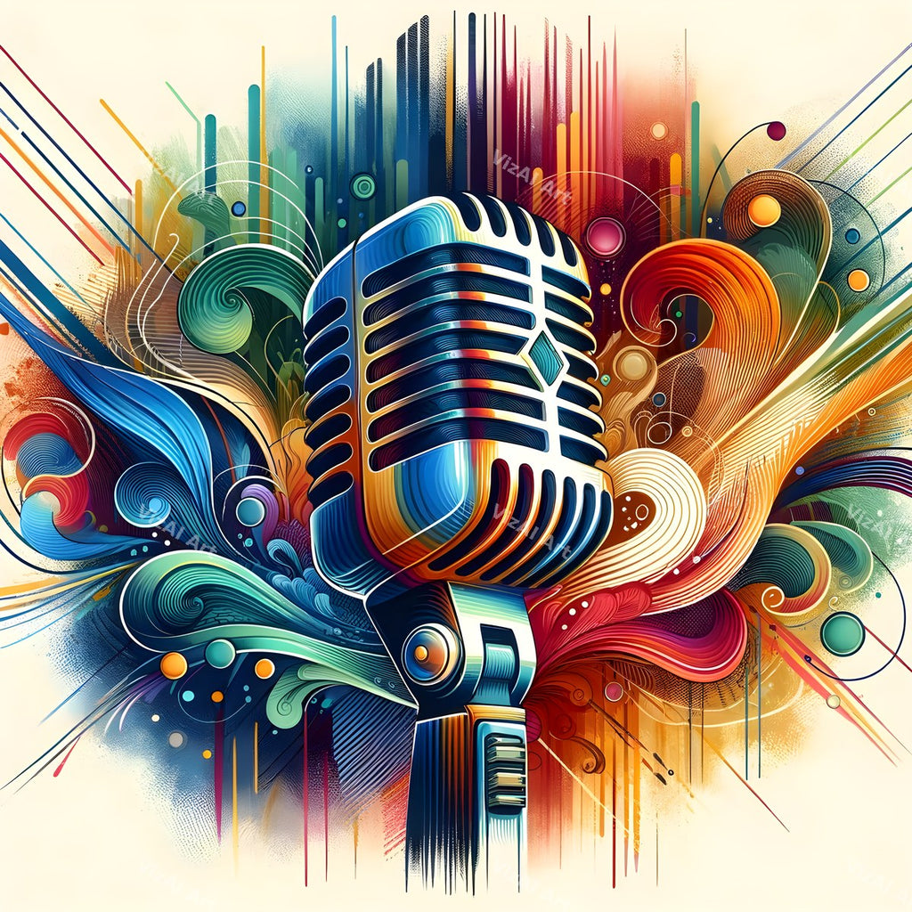 Graphic Flourish Vintage Microphone Art — print 8