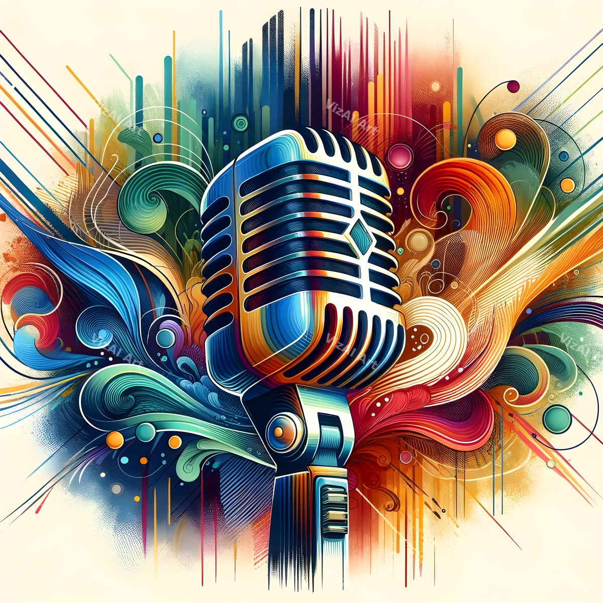 Graphic Flourish Vintage Microphone Art — print 8