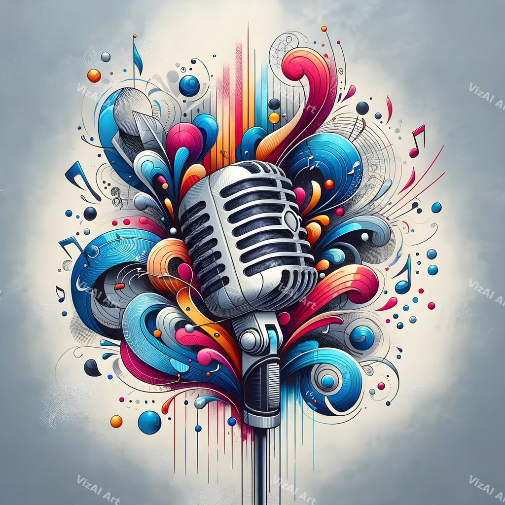 Graphic Flourish Vintage Microphone Art — print 10