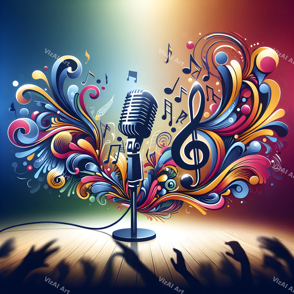 Graphic Flourish Vintage Microphone Art — print 11