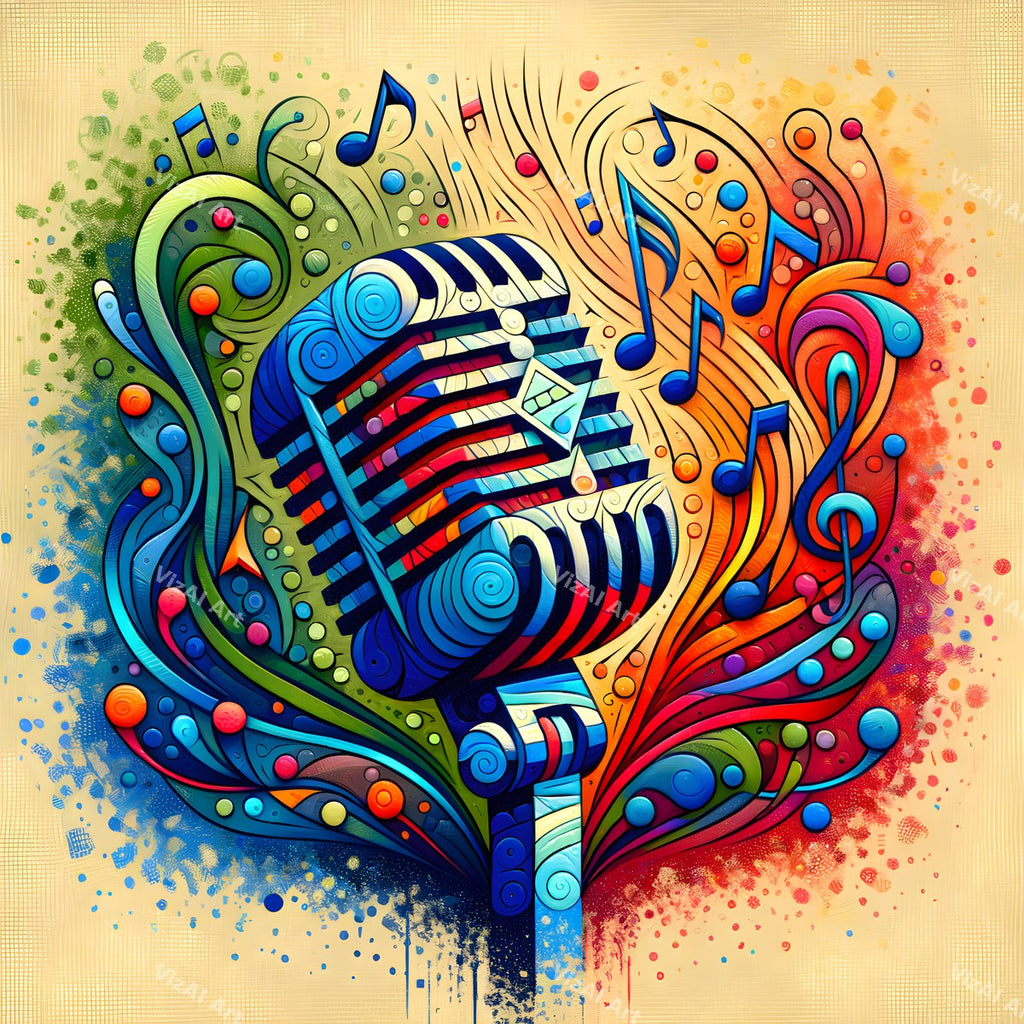 Graphic Flourish Vintage Microphone Art — print 12