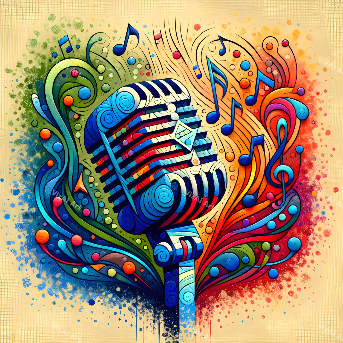 Graphic Flourish Vintage Microphone Art — print 12