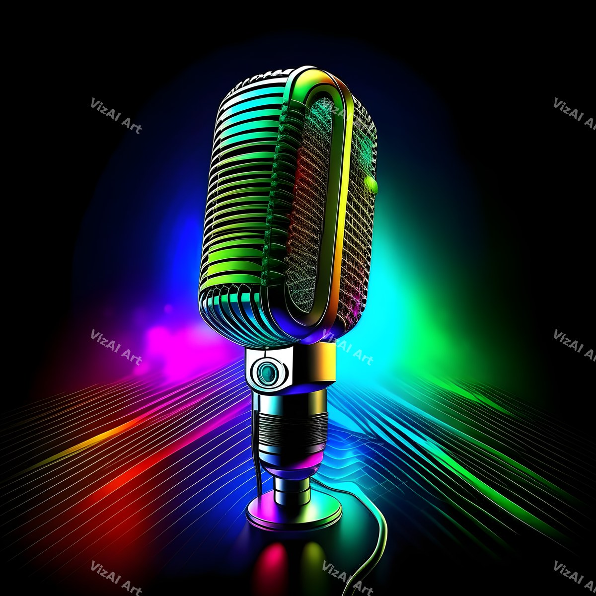 Spectrum Glow Midnight Microphone Art — print 5