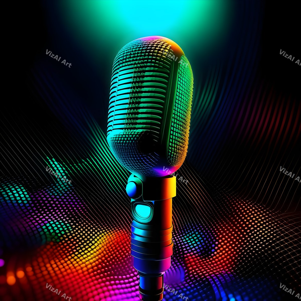 Spectrum Glow Midnight Microphone Art — print 8