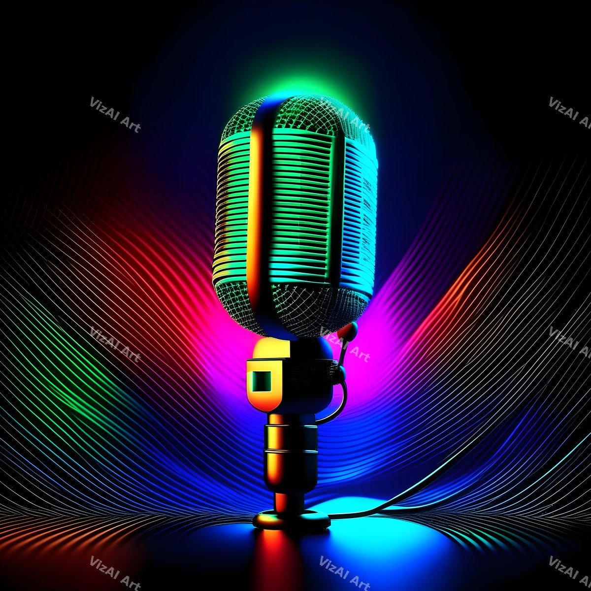 Spectrum Glow Midnight Microphone Art — print 9
