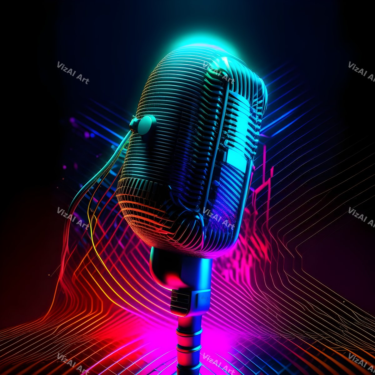 Spectrum Glow Midnight Microphone Art — print 10