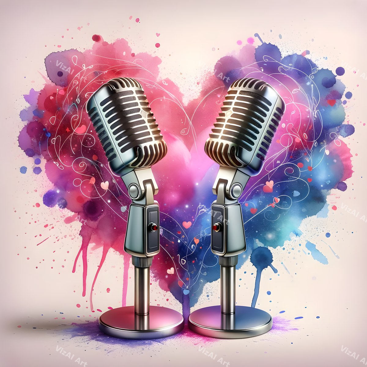 Hearts & Roses Love Song Microphone Art — print 3