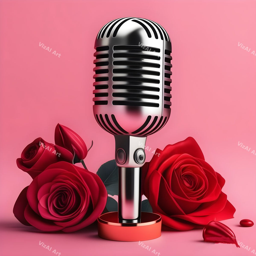 Hearts & Roses Love Song Microphone Art — print 6