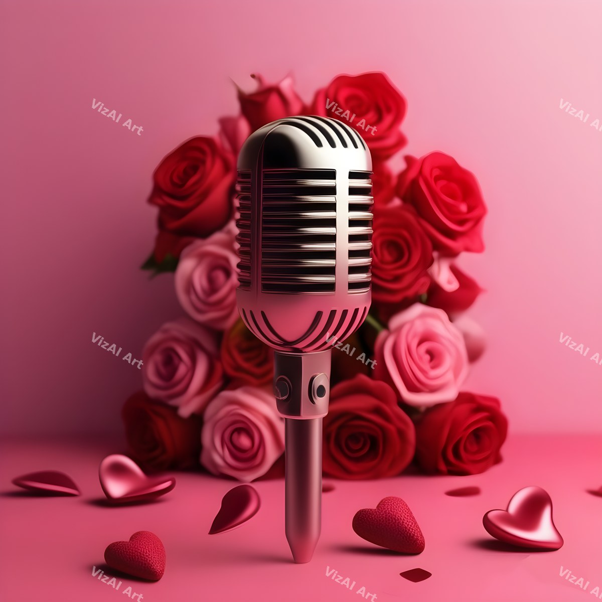 Hearts & Roses Love Song Microphone Art — print 7