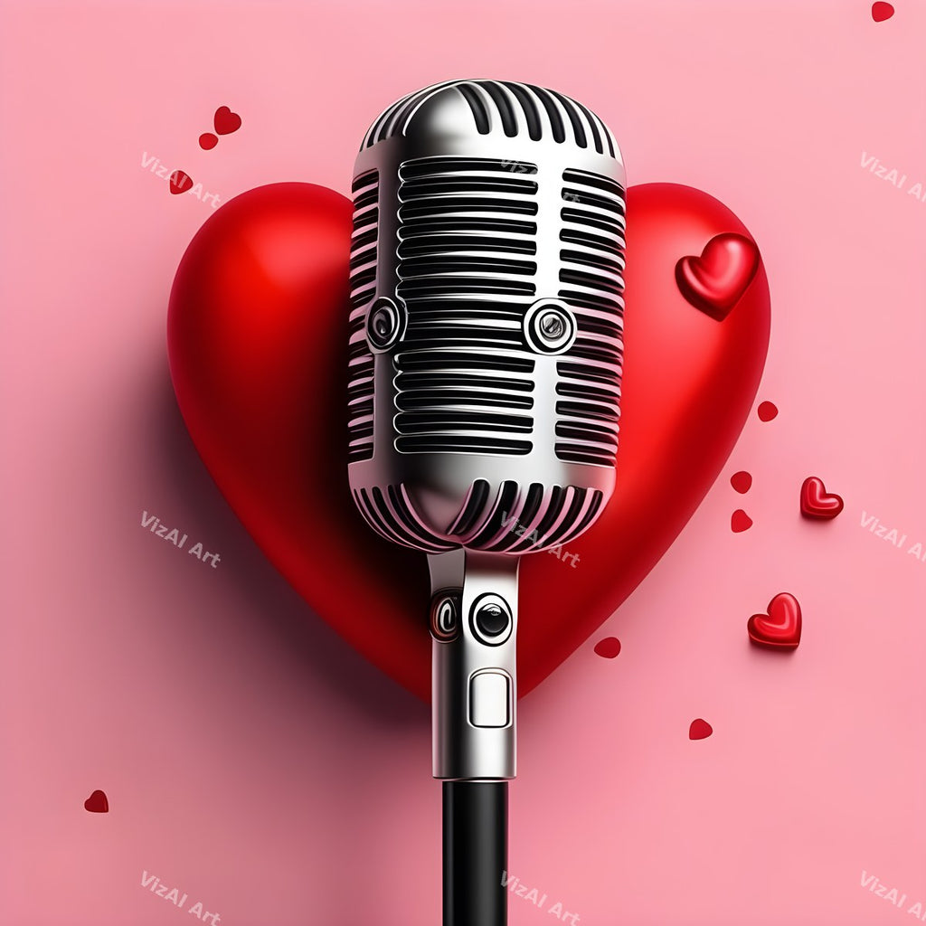 Hearts & Roses Love Song Microphone Art — print 8
