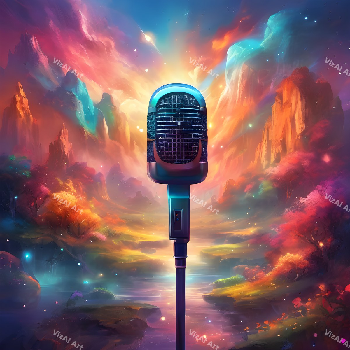 Dreamscape Skies & Nebula Microphone Art — print 3