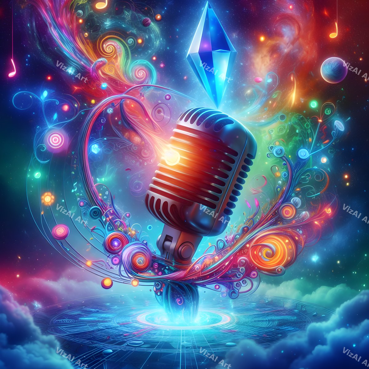 Dreamscape Skies & Nebula Microphone Art — print 12