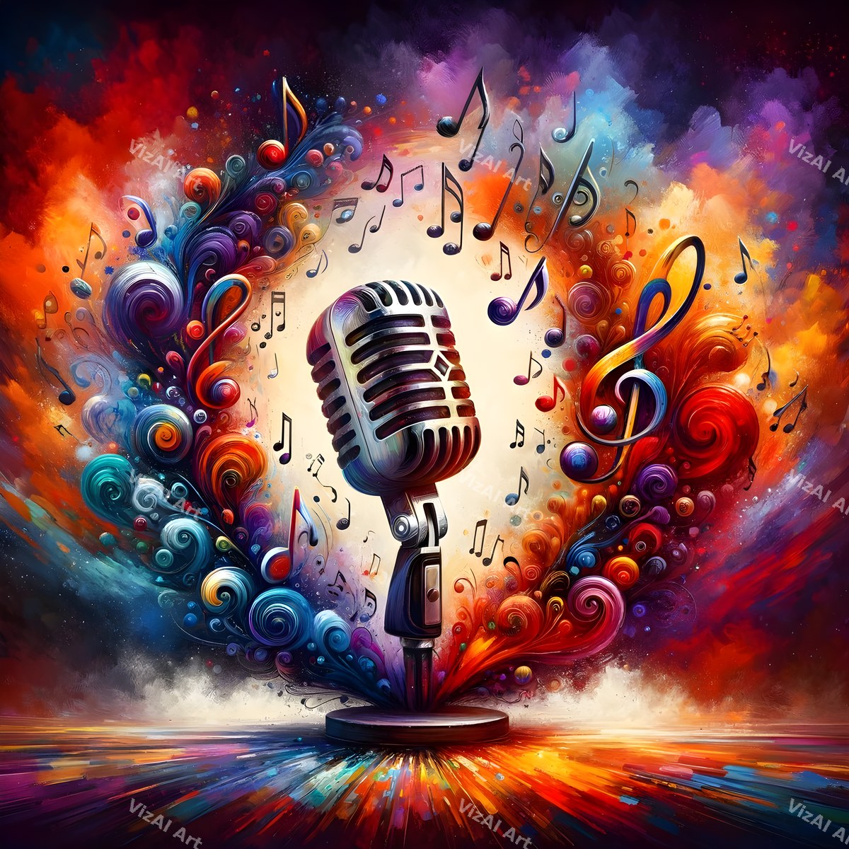 Swirling Notes & Colour Storm Microphone Art — print 3