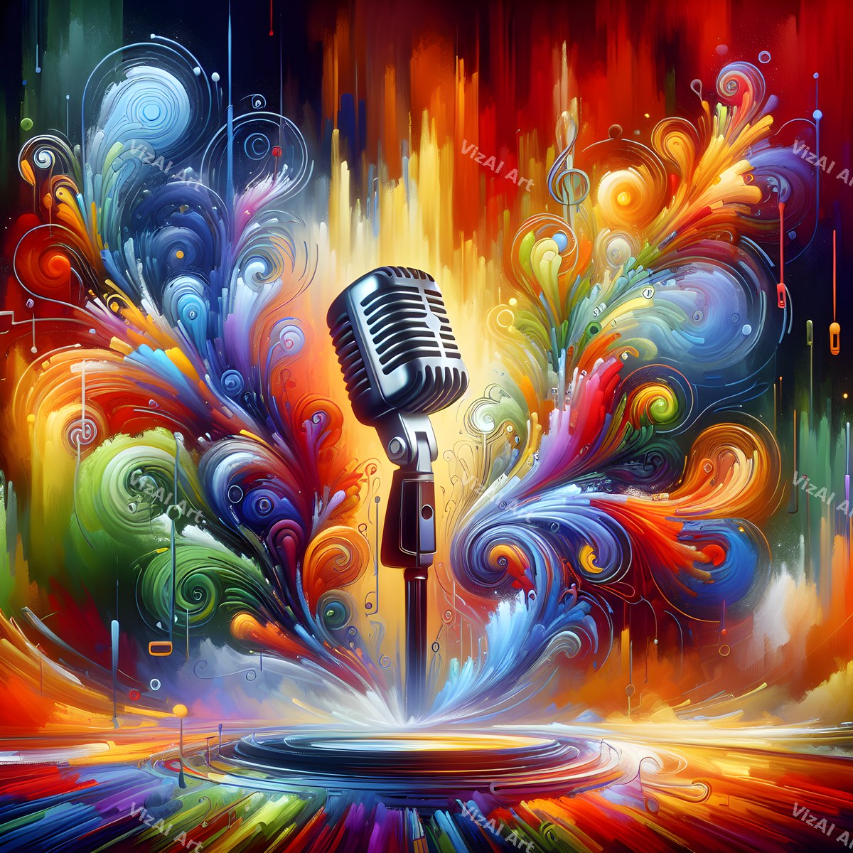 Swirling Notes & Colour Storm Microphone Art — print 4