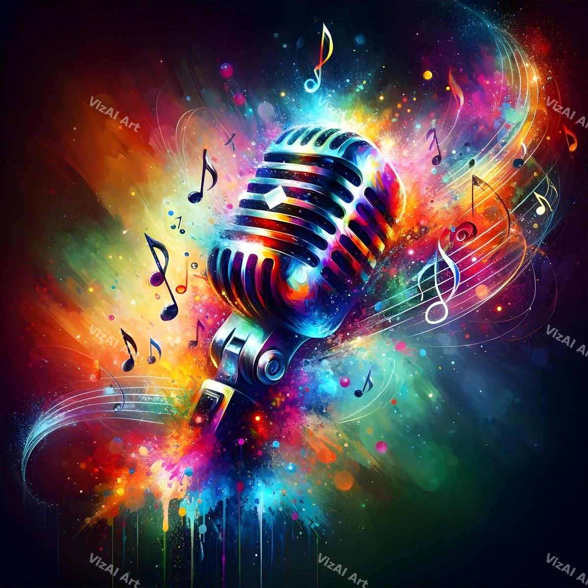 Swirling Notes & Colour Storm Microphone Art — print 5