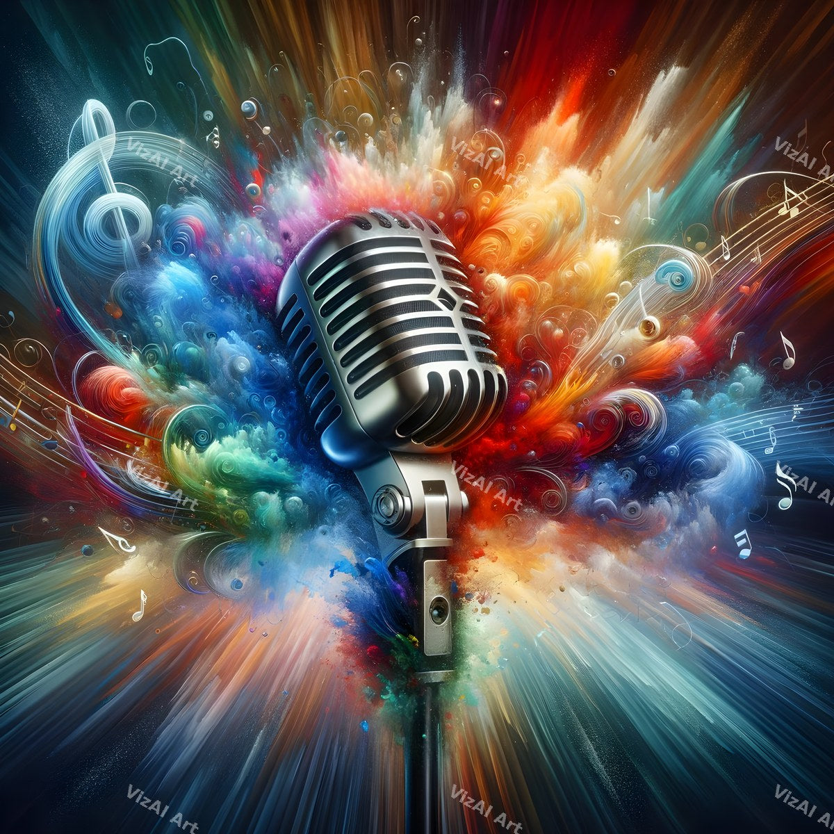 Swirling Notes & Colour Storm Microphone Art — print 6