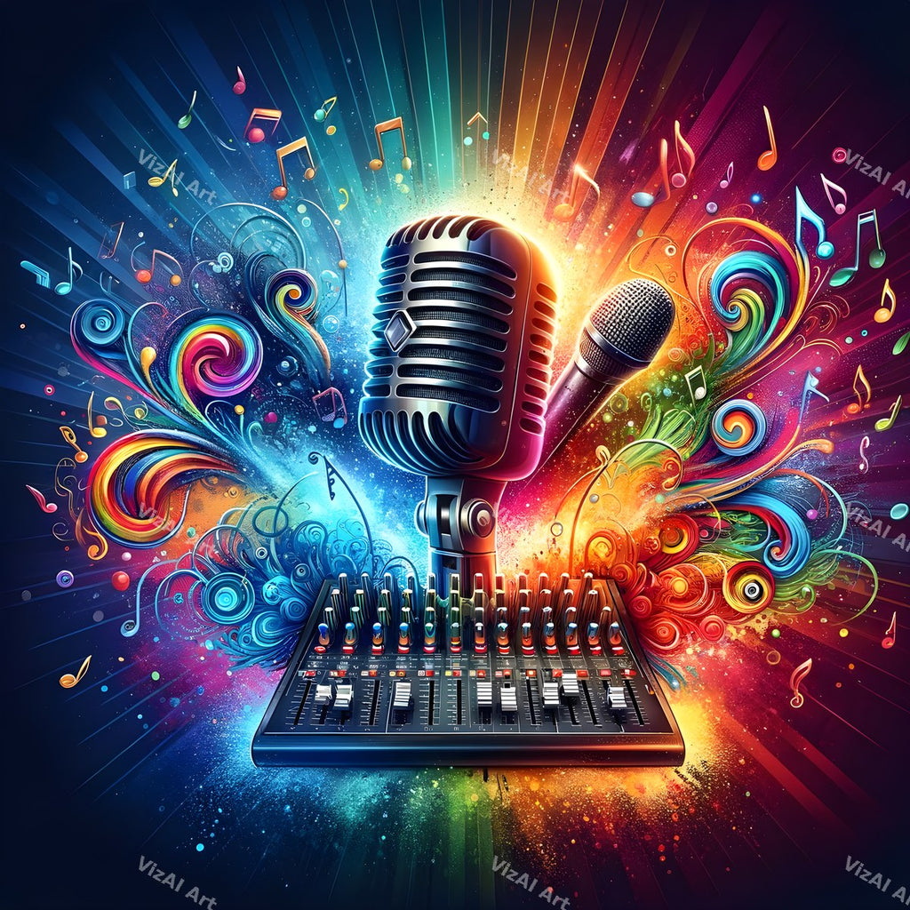 Swirling Notes & Colour Storm Microphone Art — print 9