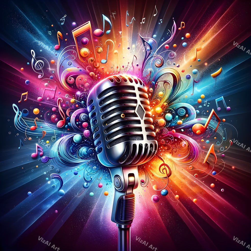 Swirling Notes & Colour Storm Microphone Art — print 10