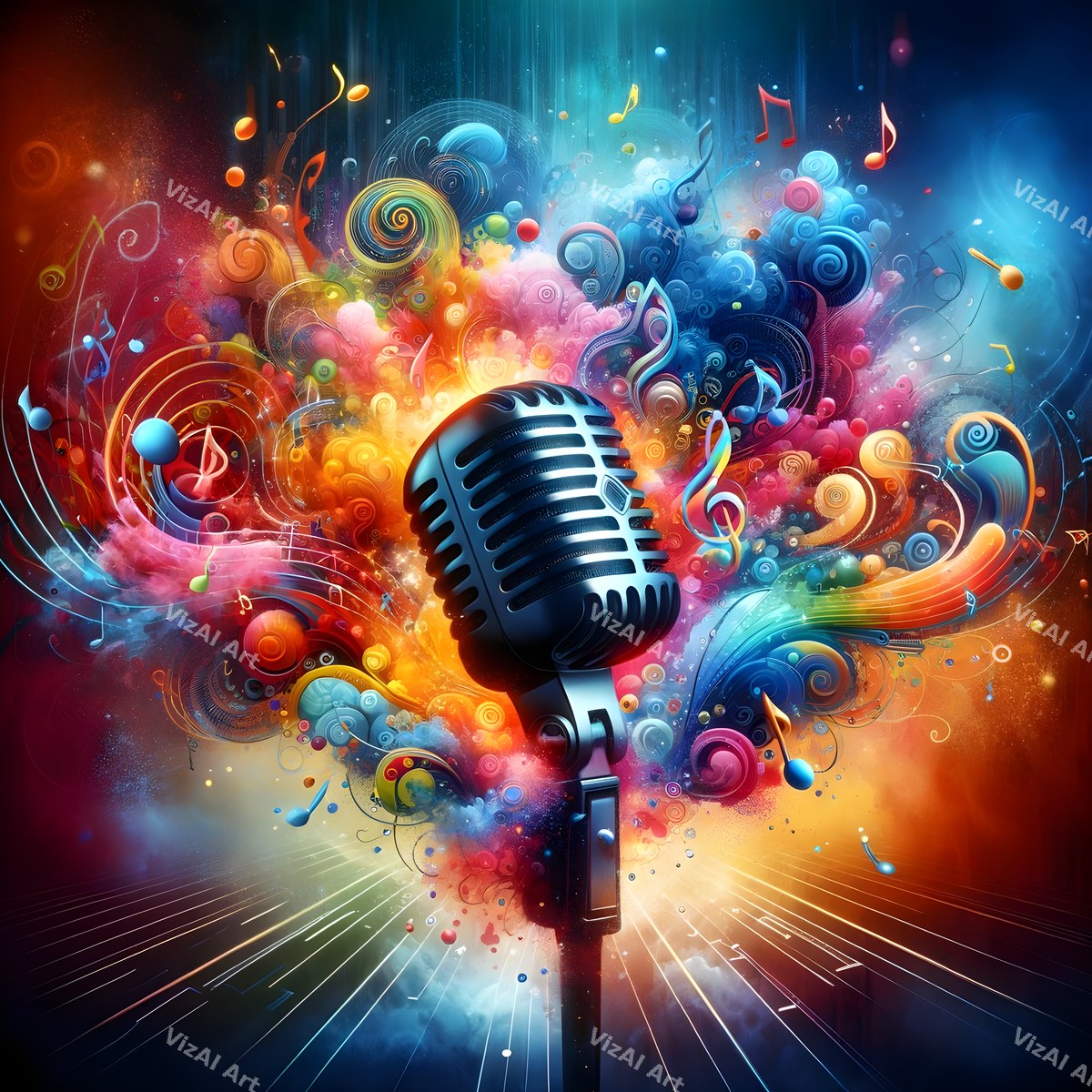 Swirling Notes & Colour Storm Microphone Art — print 11
