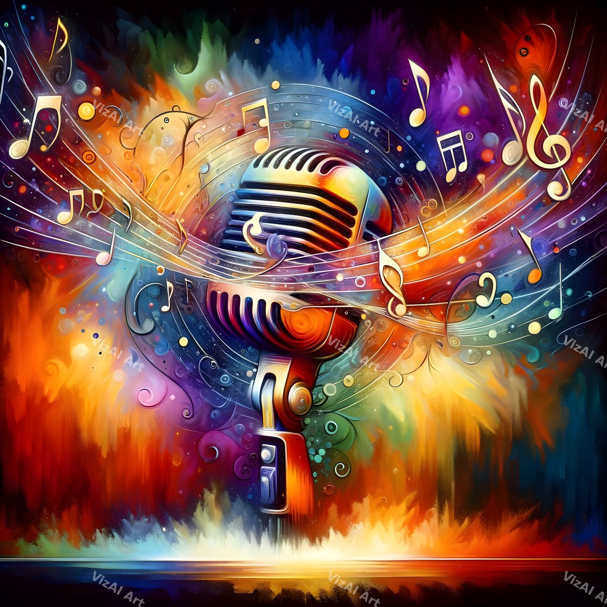 Swirling Notes & Colour Storm Microphone Art — print 12