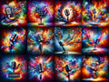 Swirling Notes & Colour Storm Microphone Art — 12 Printable Prints