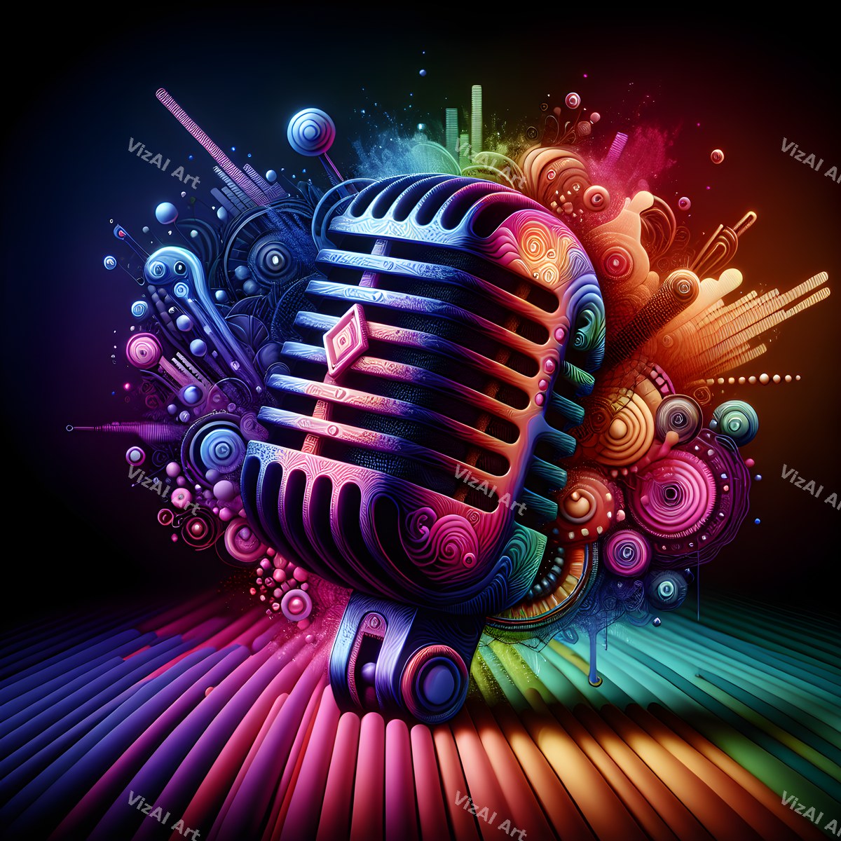 Vivid 3D Music Carnival Microphone Art — print 1