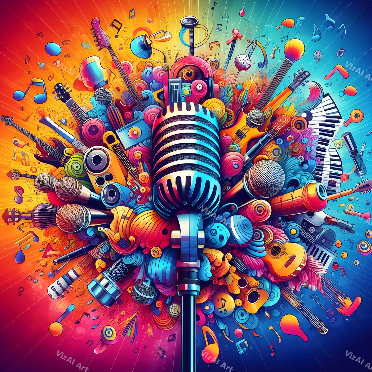 Vivid 3D Music Carnival Microphone Art — print 5