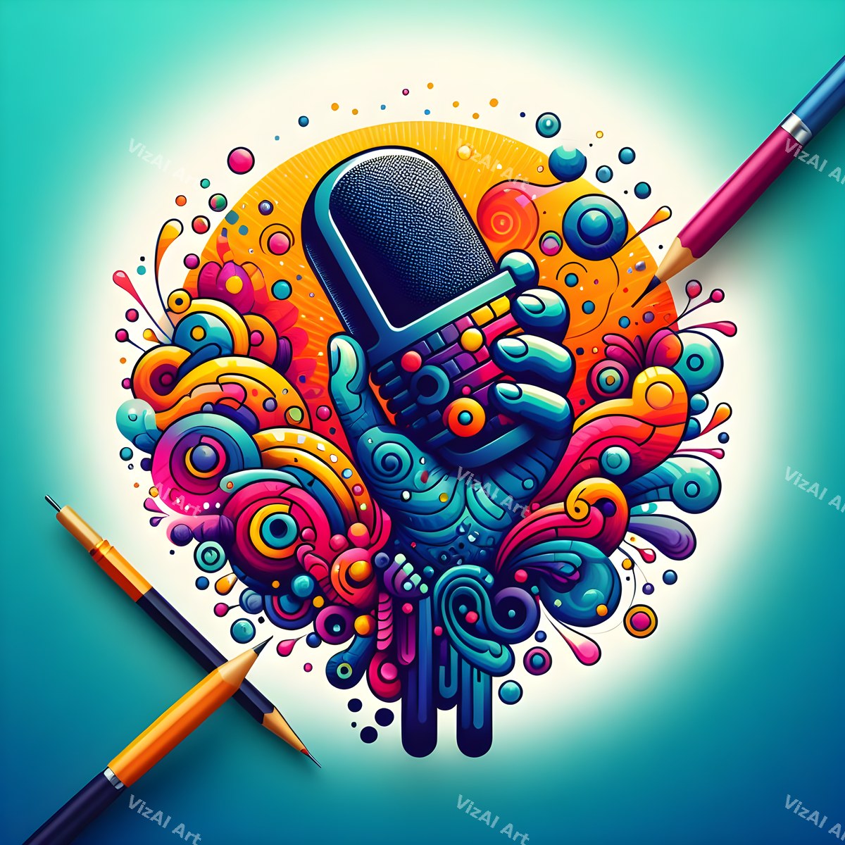 Vivid 3D Music Carnival Microphone Art — print 6