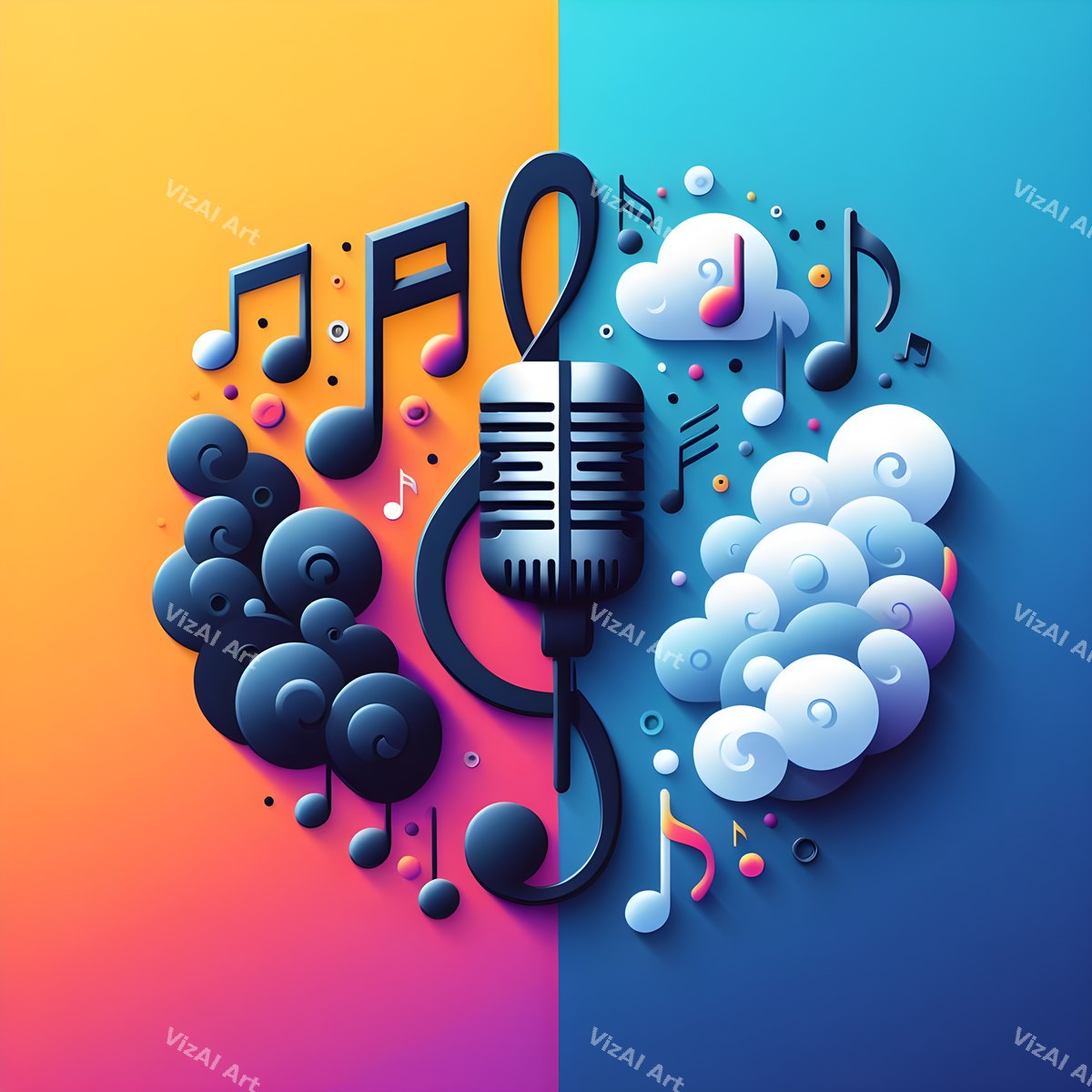 Vivid 3D Music Carnival Microphone Art — print 7