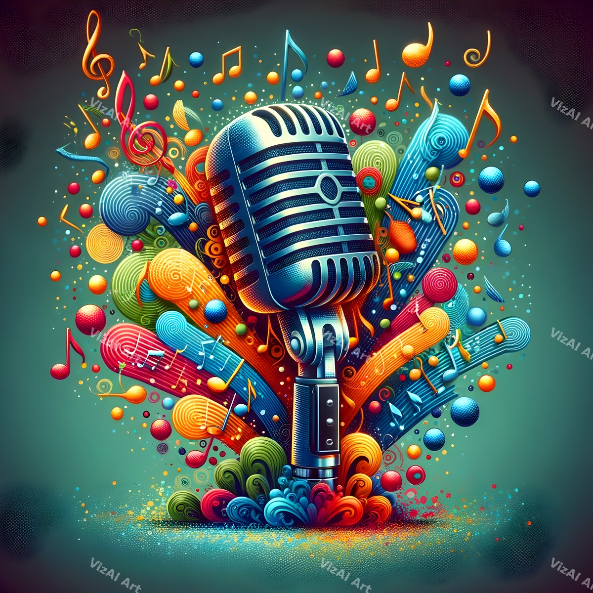 Vivid 3D Music Carnival Microphone Art — print 8