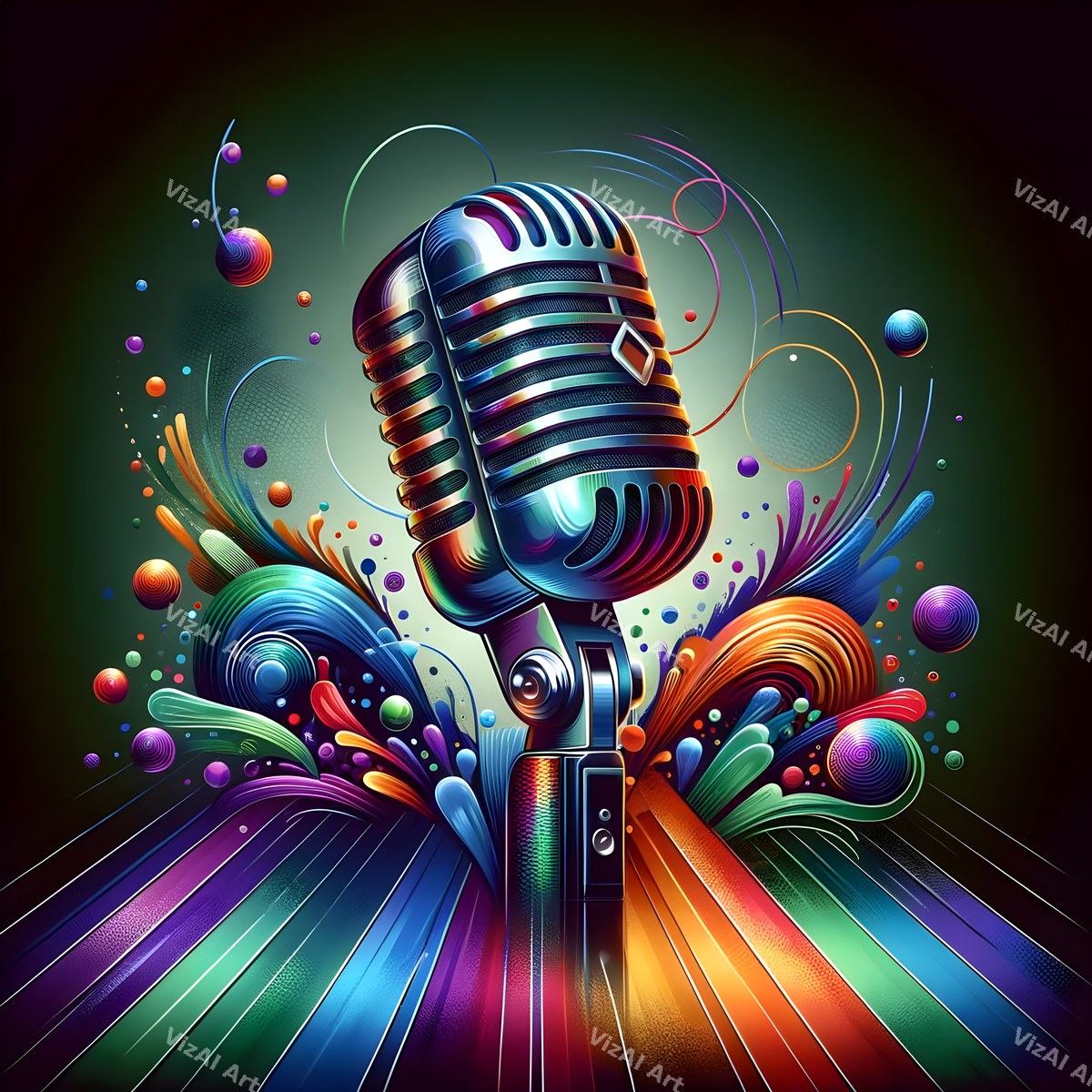 Vivid 3D Music Carnival Microphone Art — print 9