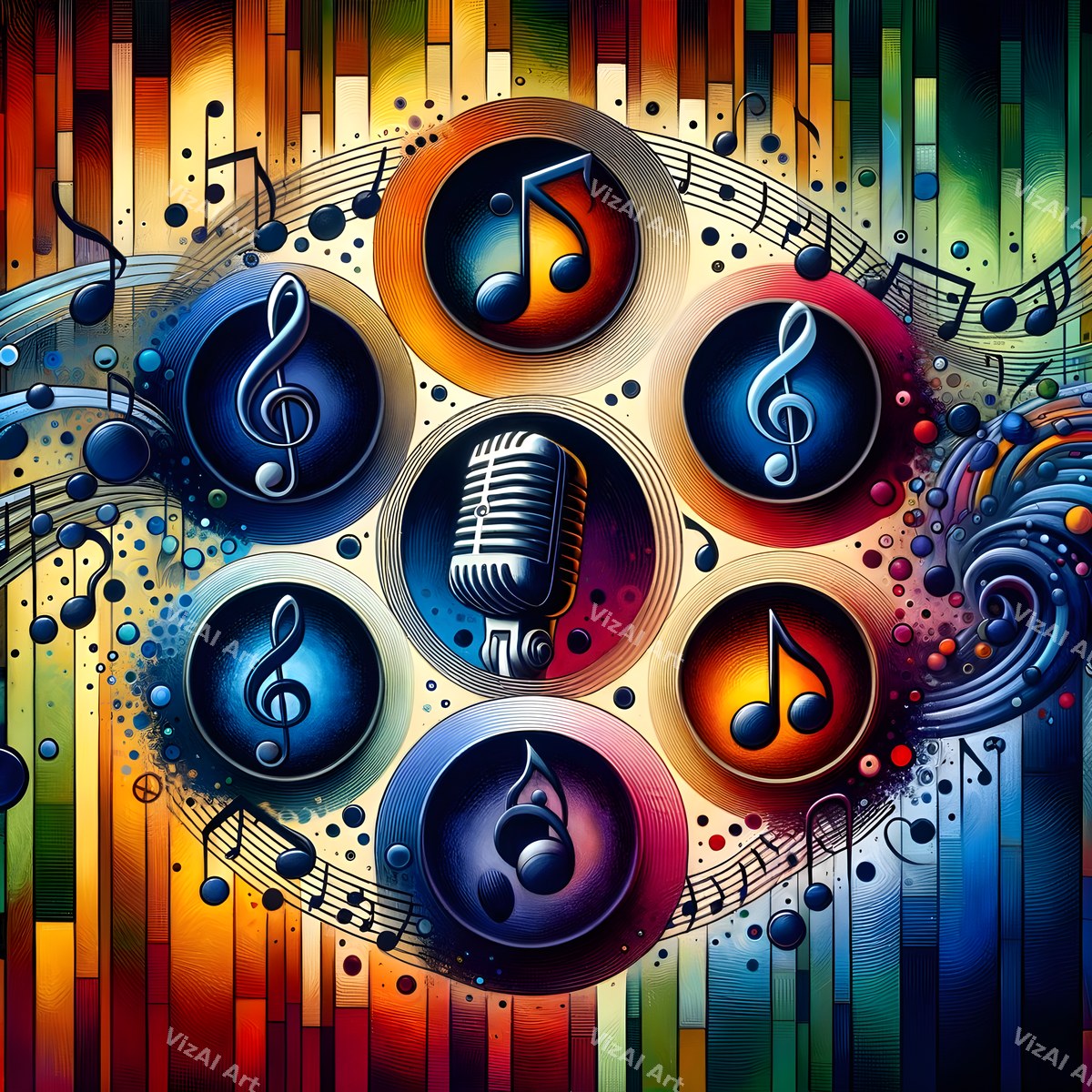 Vivid 3D Music Carnival Microphone Art — print 10