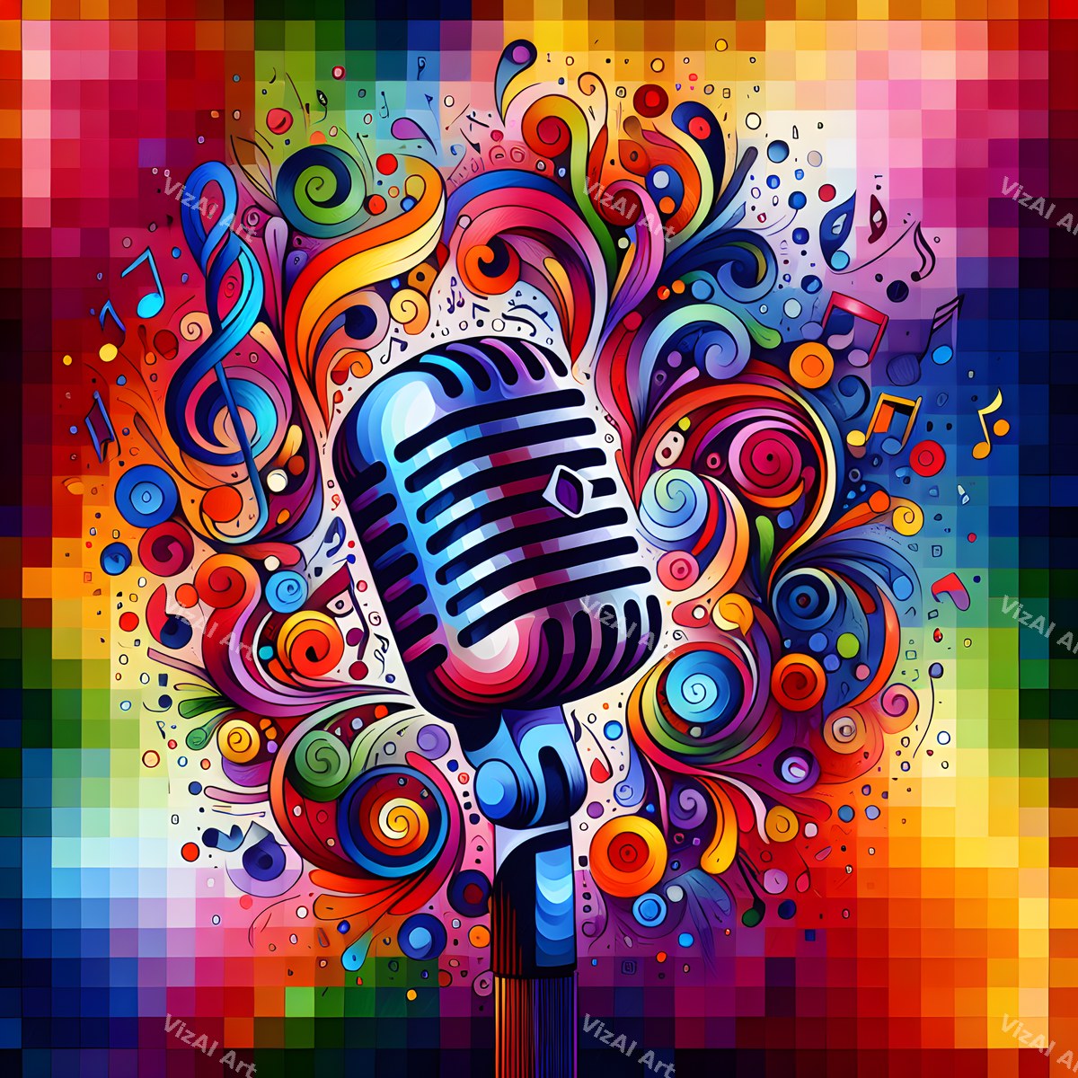 Vivid 3D Music Carnival Microphone Art — print 12