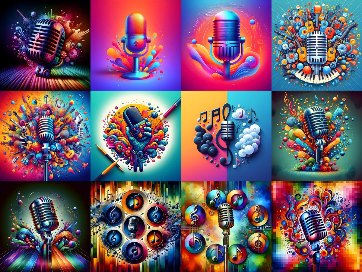Vivid 3D Music Carnival Microphone Art — Choose Your Print