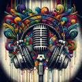 Rainbow Paint Drip Microphone Art — print 1