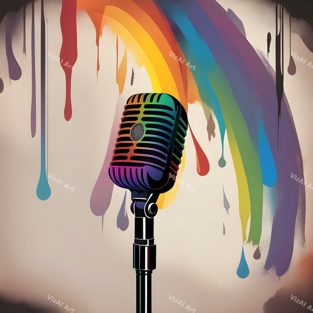 Rainbow Paint Drip Microphone Art — print 2