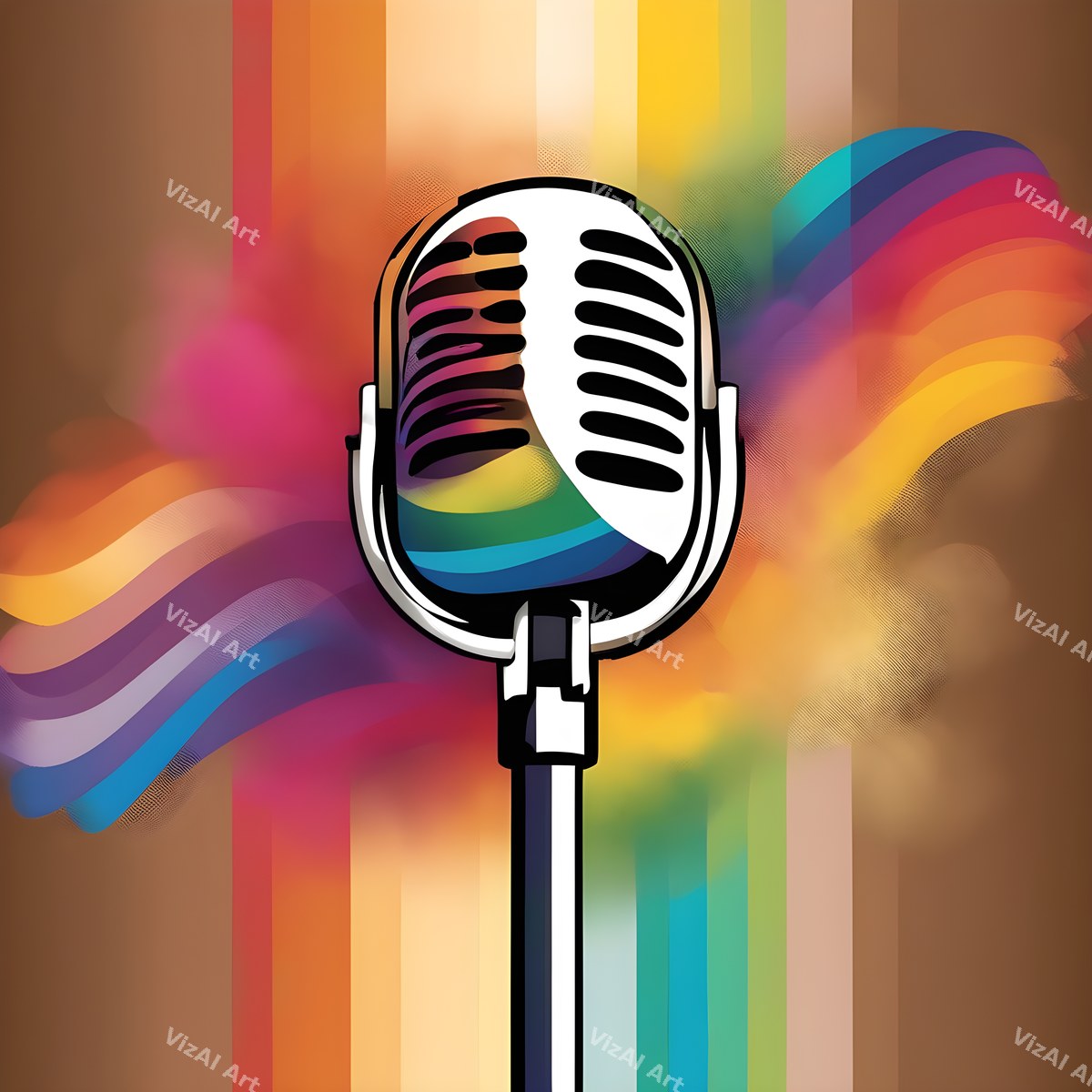 Rainbow Paint Drip Microphone Art — print 4