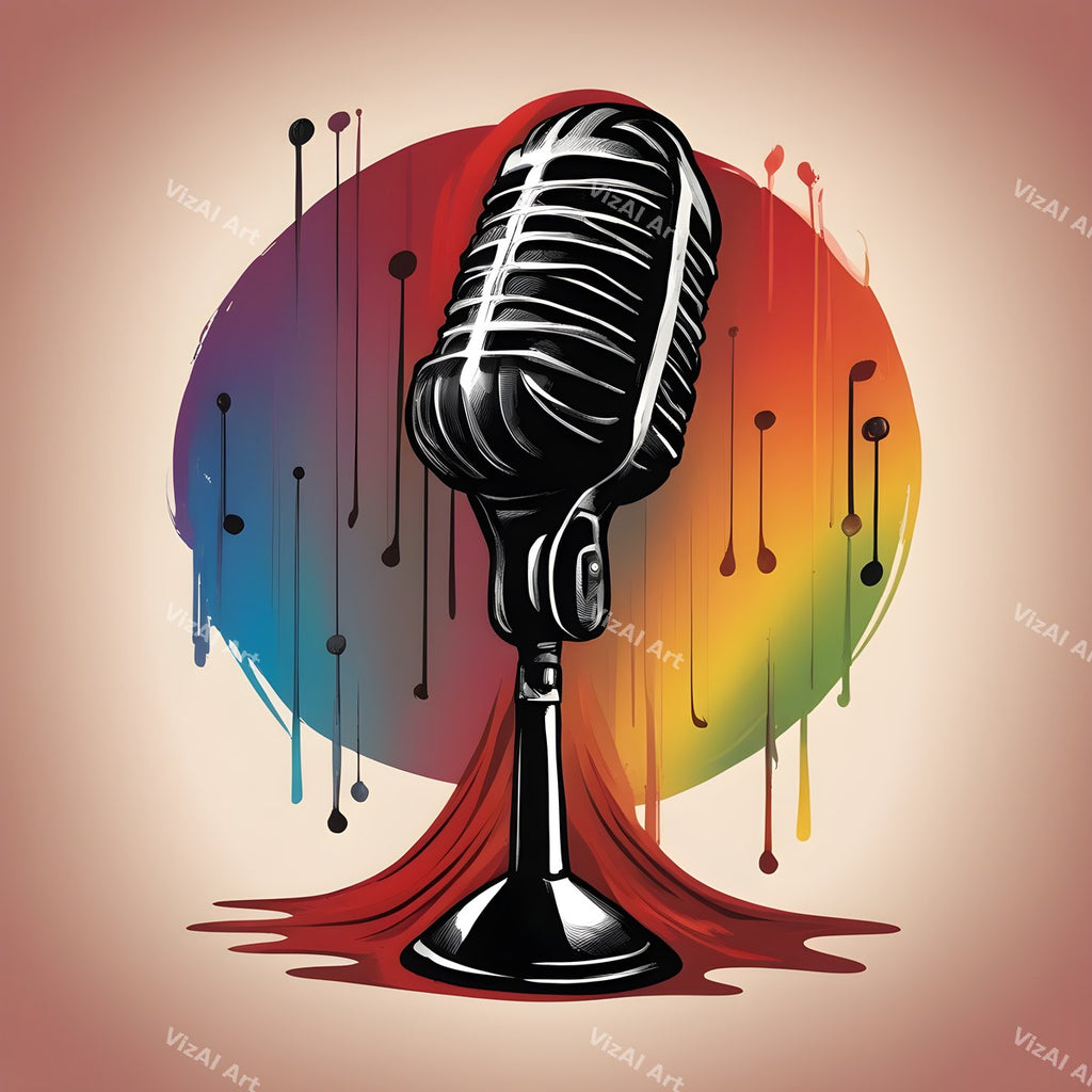 Rainbow Paint Drip Microphone Art — print 5