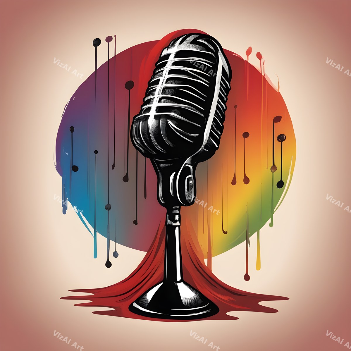 Rainbow Paint Drip Microphone Art — print 5
