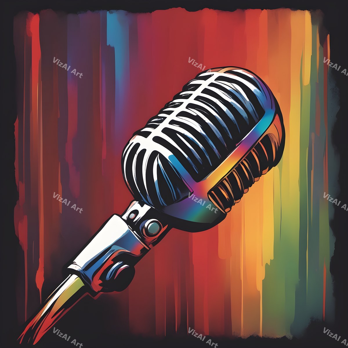 Rainbow Paint Drip Microphone Art — print 6