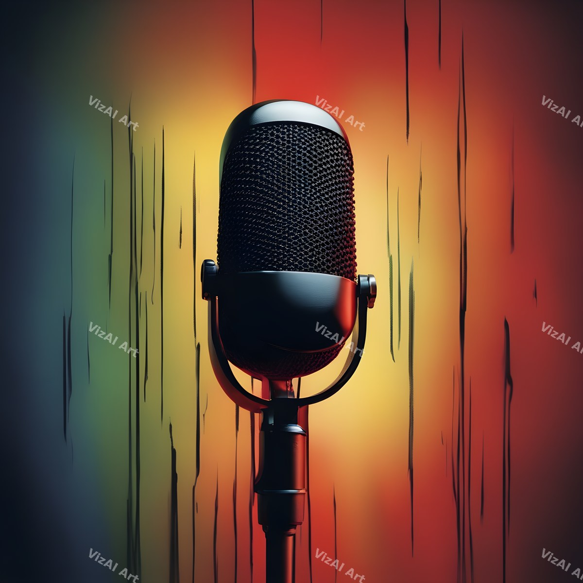Rainbow Paint Drip Microphone Art — print 7
