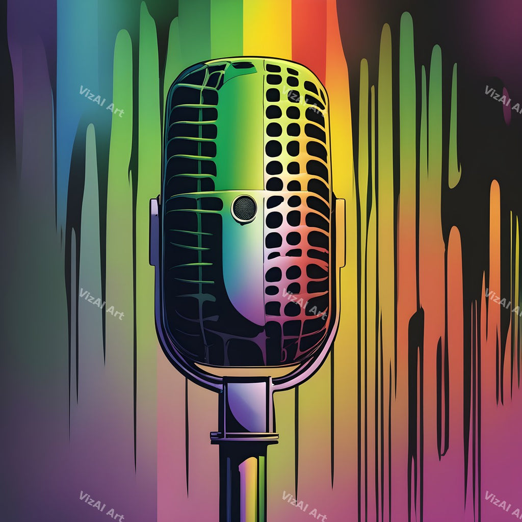 Rainbow Paint Drip Microphone Art — print 8