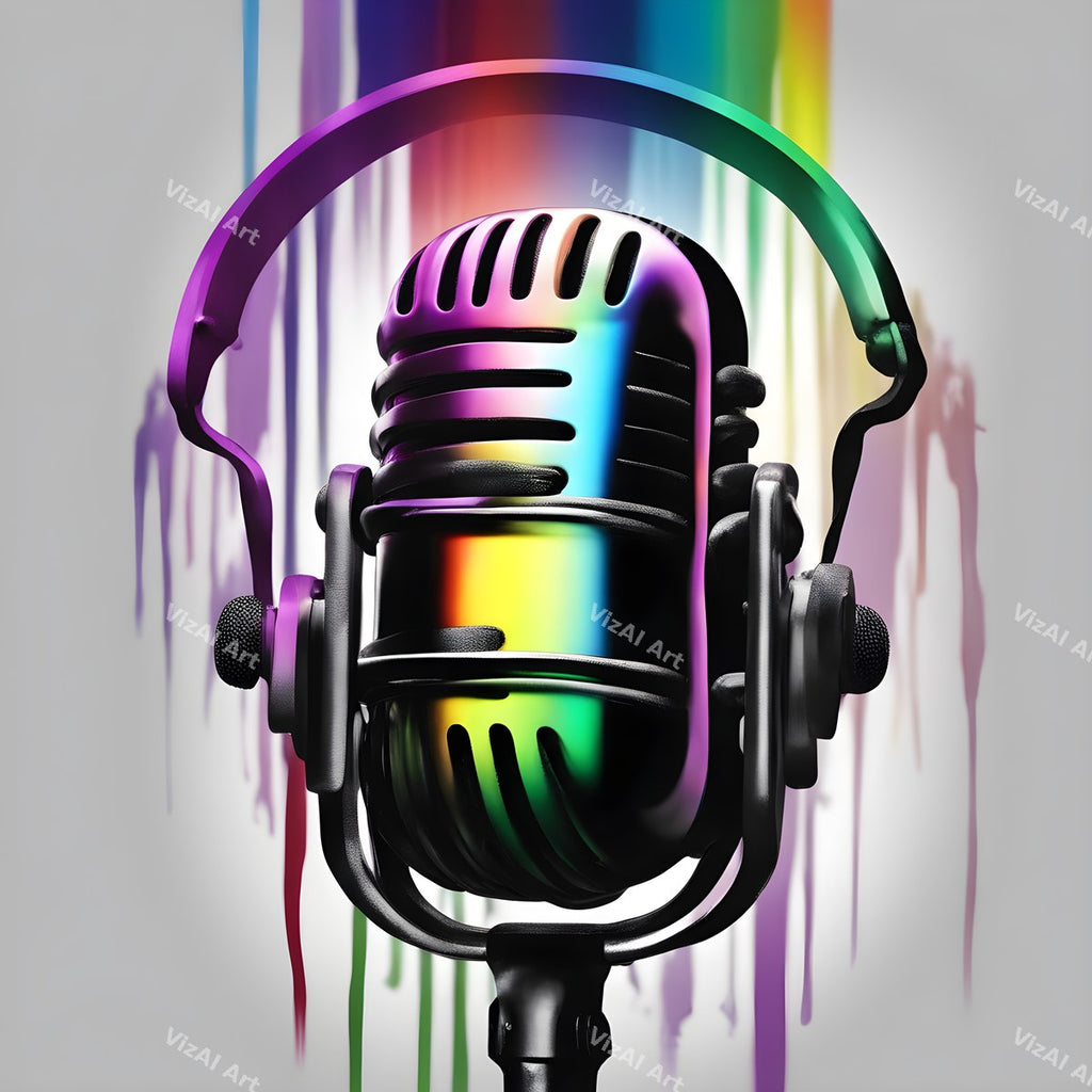 Rainbow Paint Drip Microphone Art — print 10