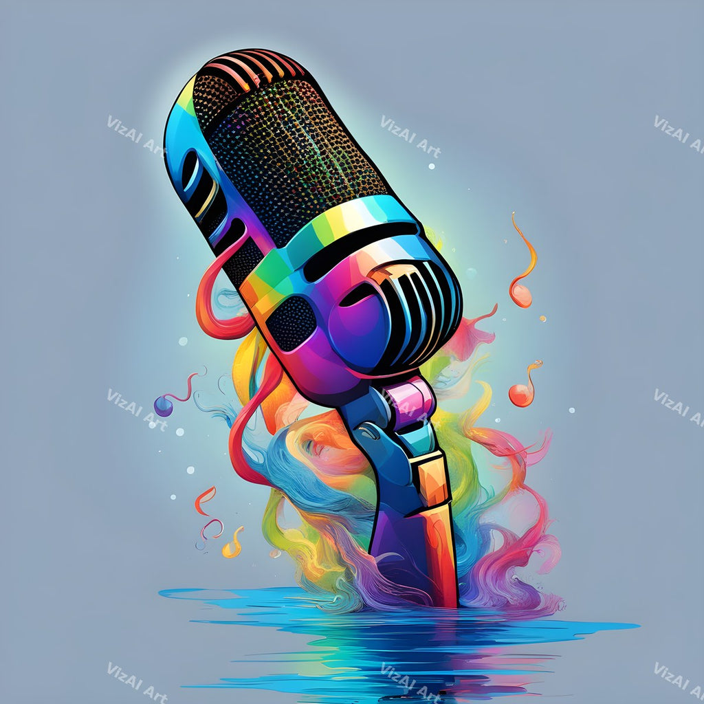 Rainbow Paint Drip Microphone Art — print 11