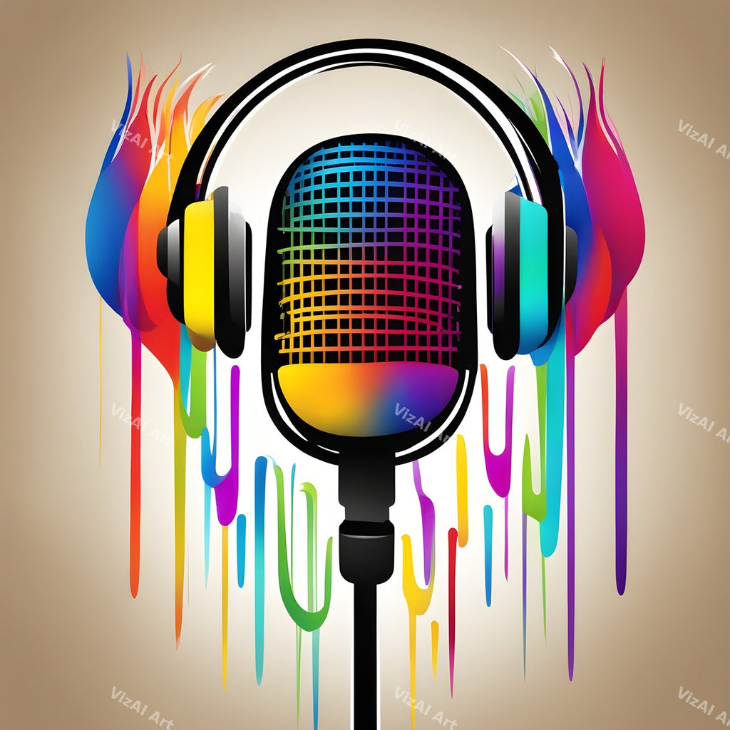 Rainbow Paint Drip Microphone Art — print 12