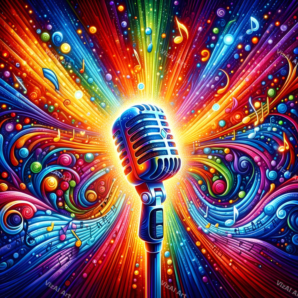 Sunburst Rays Stage Microphone Art — print 1