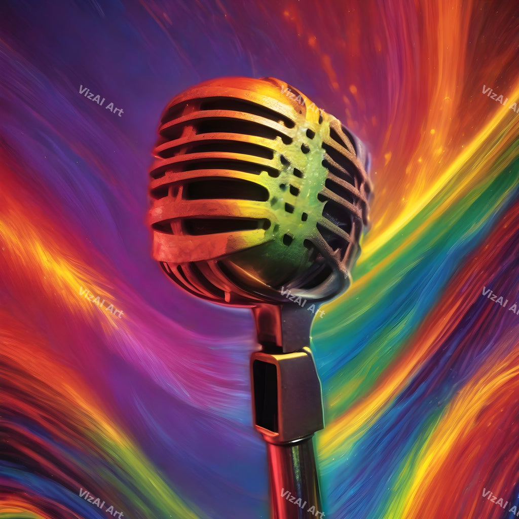 Sunburst Rays Stage Microphone Art — print 2