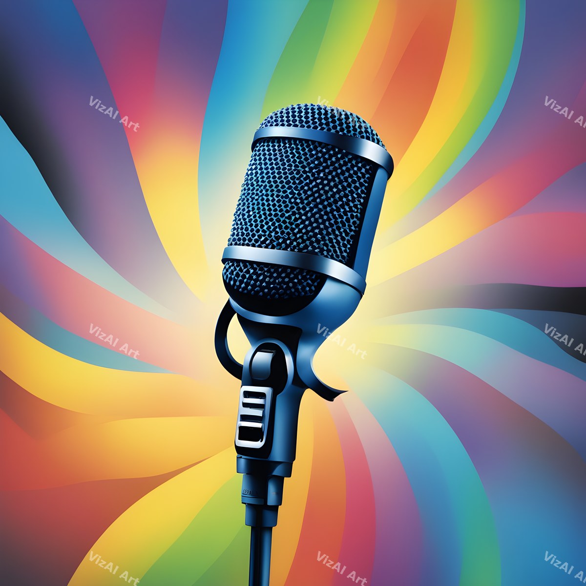 Sunburst Rays Stage Microphone Art — print 3